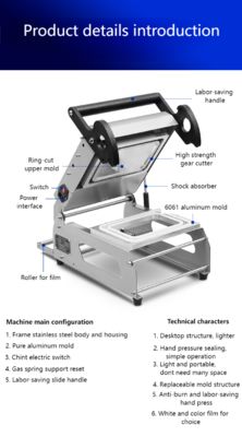 304 Stainless Steel Manual Heat Sealer Machine FR220E with Adjustable Temperature CE Certified for Food Tray Sealing