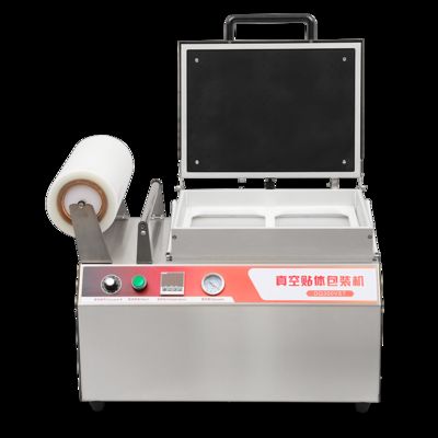 Máquina de sellado de piel al vacío prensada a mano DQ300VST con acero inoxidable de grado alimentario 304 y molde de aluminio anodizado 6061 para sellado de bandejas de comida rápida