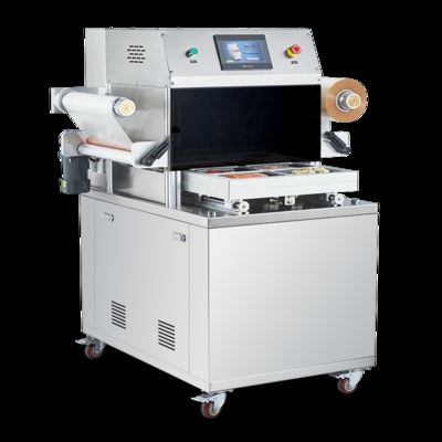 Máquina de sellado de piel de vacío totalmente automática DQ480VSL con acero inoxidable 304 de grado alimenticio y moho de aluminio anodizado 6061 para embalajes MAP