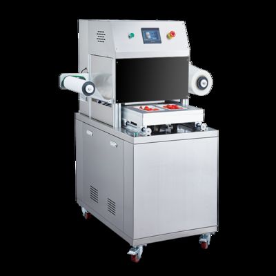 Selladora Vertical Automática de Bandejas DQ305L-V con Acero Inoxidable de Grado Alimenticio y Molde de Aluminio Anodizado 6061 para Empaque por Desplazamiento de Vacío