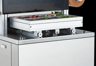 Automatic Vertical Tray Sealer DQ440L-V with Food Grade 304 Stainless Steel and 6061 Anodized Aluminum Mold for  Vacuum Displacement Packaging
